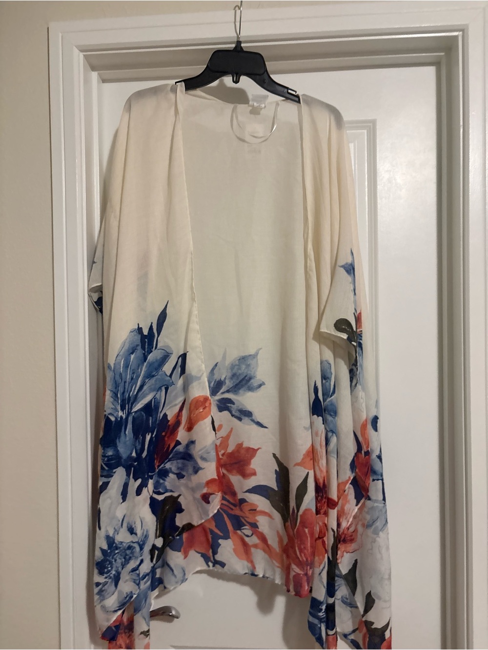 Sonoma Cream Kimono Jacket with Blue and Coral Floral Print one size fits all